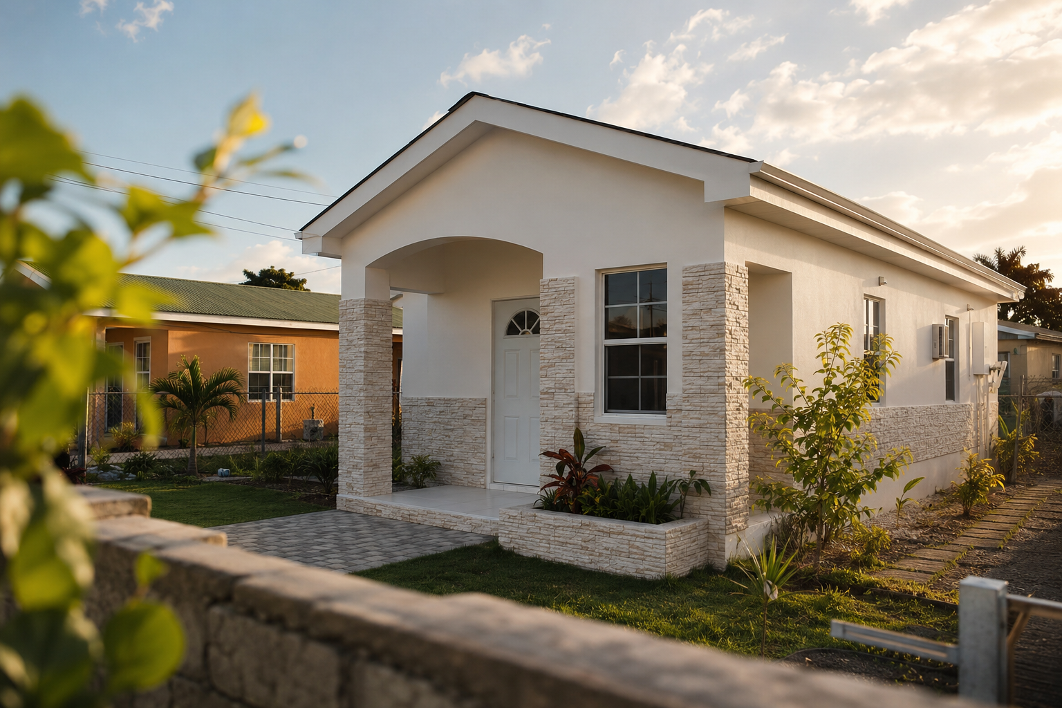 Limestone entrance upgrade concept featuring Linear Ledge Stone · Limestone