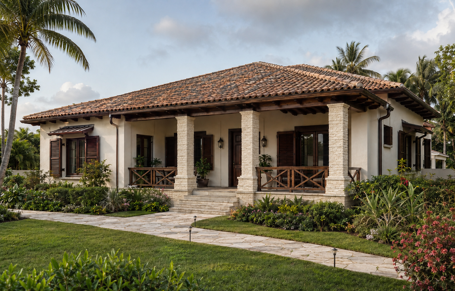 Caribbean limestone home concept featuring Linear Ledge Stone · Limestone