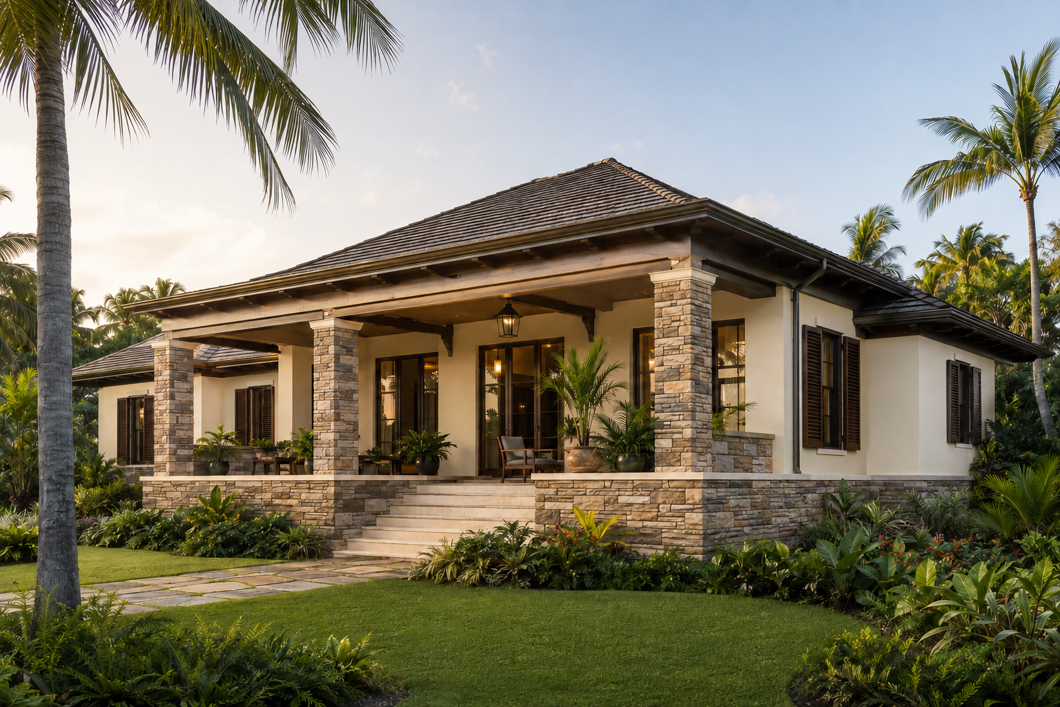 Earth-tone veranda concept featuring Rustic Stone · Earth Blend