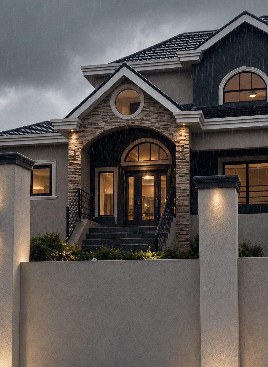 Arched entrance surround featuring ConCreate Rustic Stone Veneer